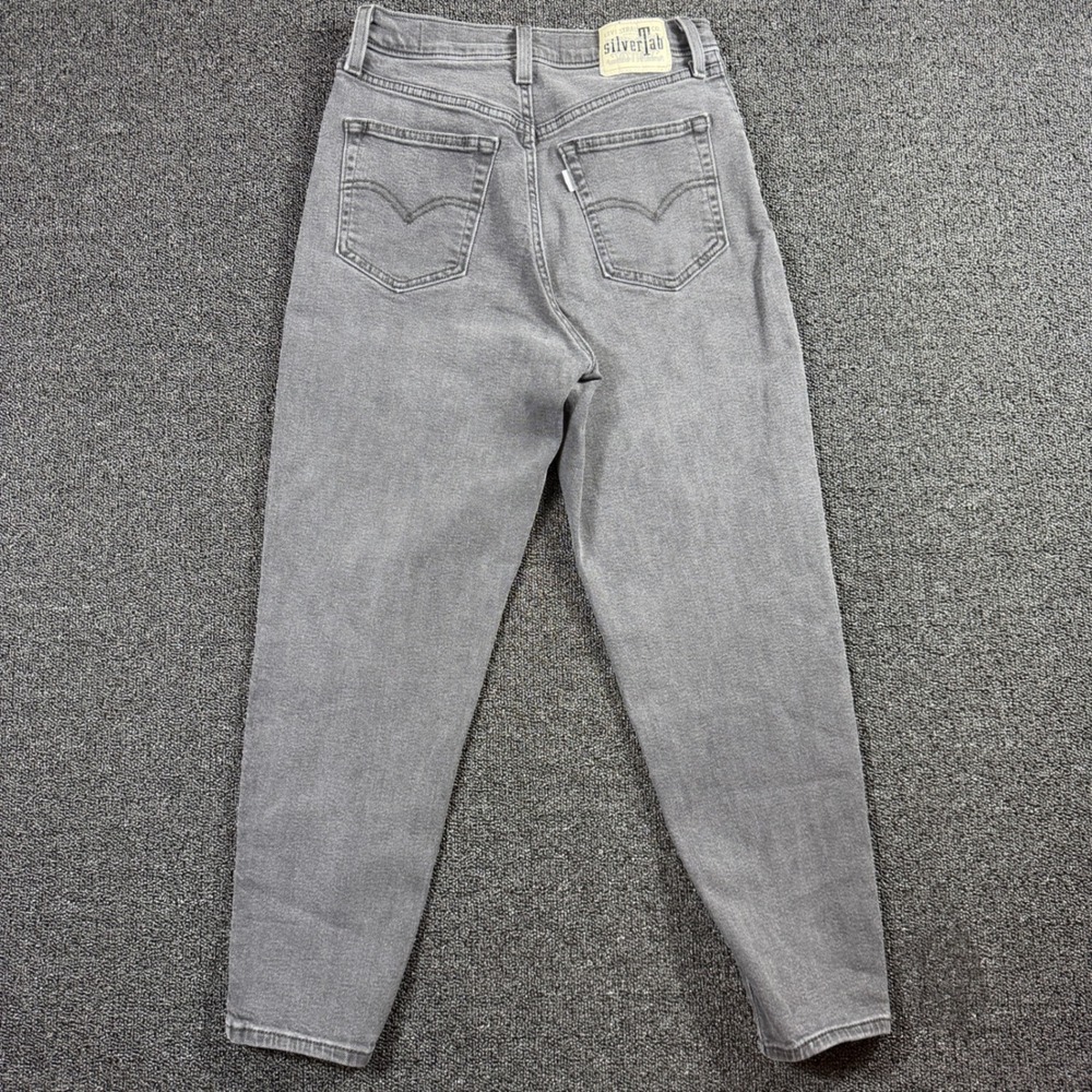 Levi's SilverTab High Rise Mom Jeans Womens 28x27 Tapered Leg Grey Wash - Picture 3 of 11